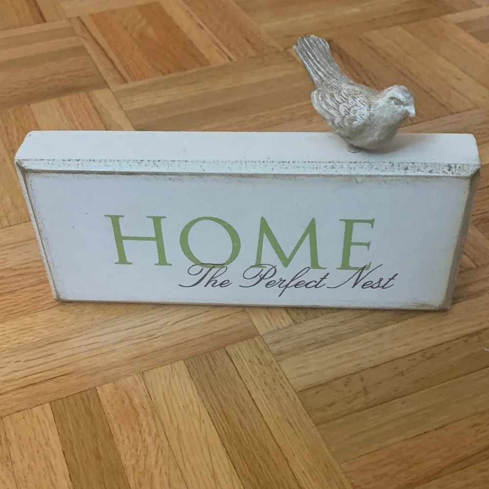 8.5” x 3.5” x 1” Decorative Home Sign with Bird Accent